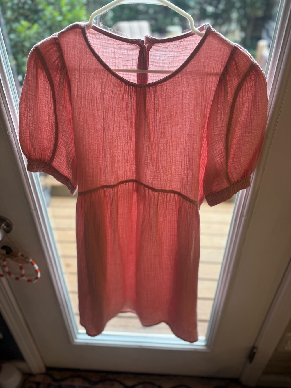 100% Cotton Pink Short Sleeve Dress With Pockets Size Medium